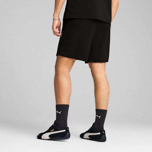WARDROBE ESSENTIALS Men's Seersucker Relaxed 6" Shorts, PUMA Black, extralarge